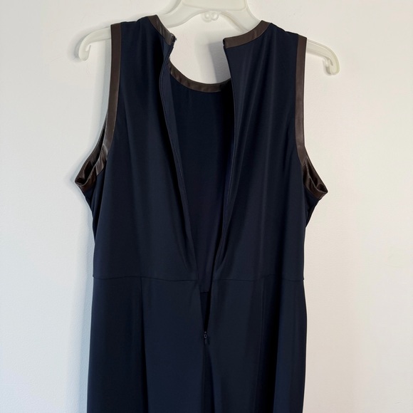Lauren Ralph Lauren Navy Tie-Front Jersey Sleeveless Jumpsuit Brown Trim XL - Picture 8 of 11